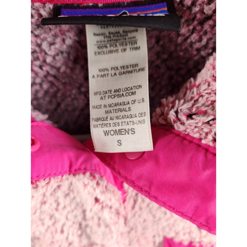 Patagonia Women's Small Los Gatos 1/4 Snap Fleece Pullover Pink Sherpa Jacket - Picture 9 of 9